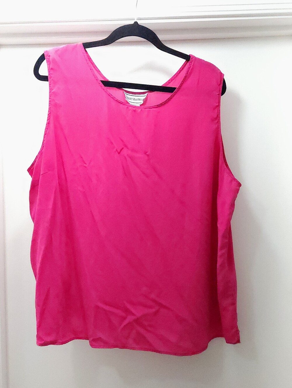 August Max 100% Silk Pink Sleeveless Blouse 2x